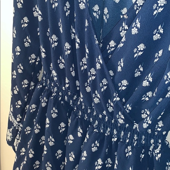 Xhilaration blue floral long sleeve summer dress M - Picture 4 of 6